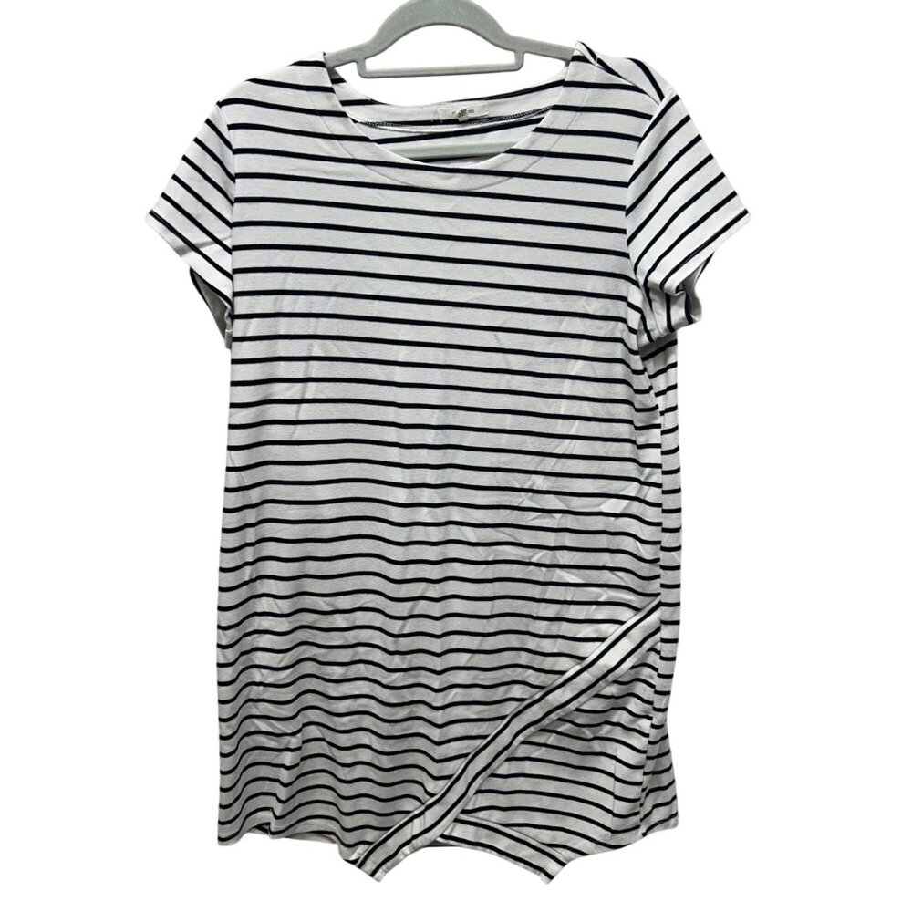 Maurices XXL Womens White & Black Striped Short Sleeve T-Shirt